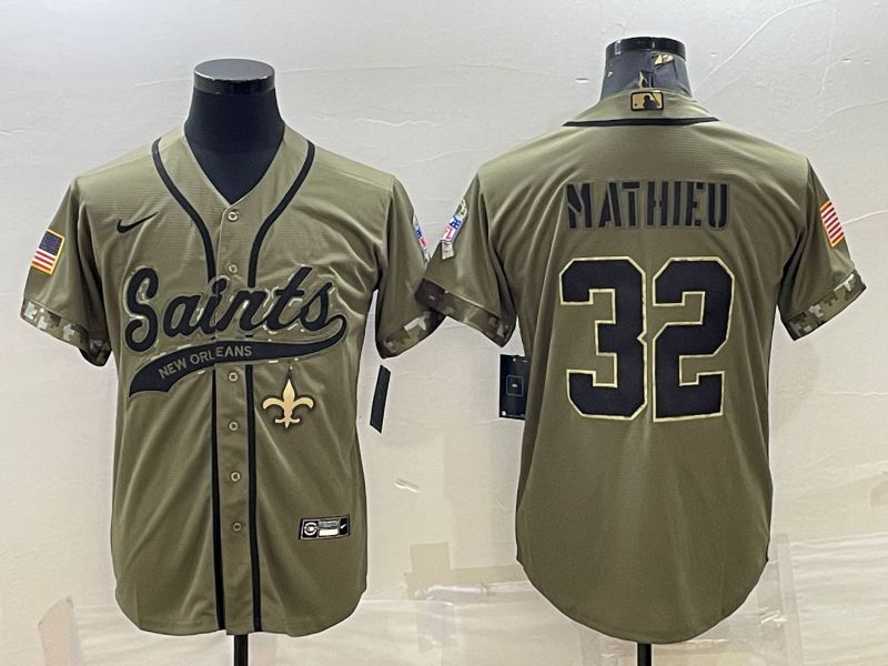 Men New Orleans Saints #32 Mathieu salute green 2022 Nike Co branded NFL Jerseys